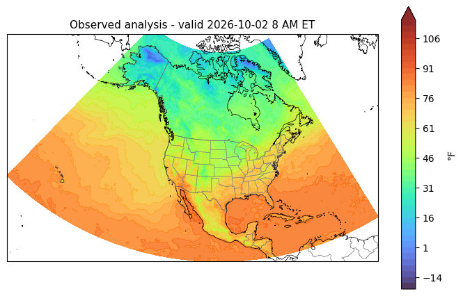 Observed analysis at the shared valid hour t2m observed analysis