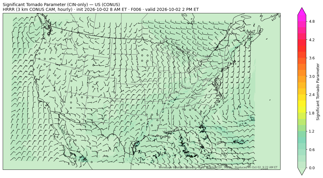 Current Significant Tornado Parameter composite map